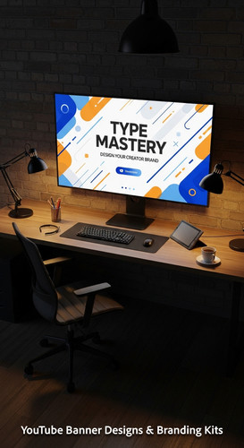 A graphic design studio a monitor displaying a typography channel art overlay text Type Mastery Desi.jpg