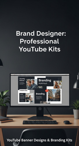 A graphic design studio a monitor displaying a branding portfolio channel art overlay text Brand Des.jpg