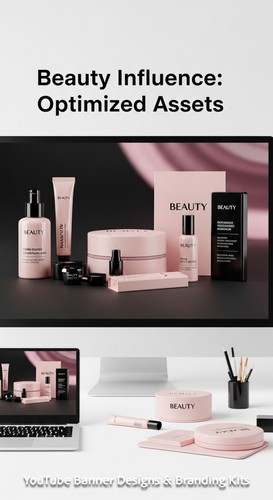 A vloggers setup with a ring light and a monitor showing a cohesive beauty channel kit overlay text .jpg