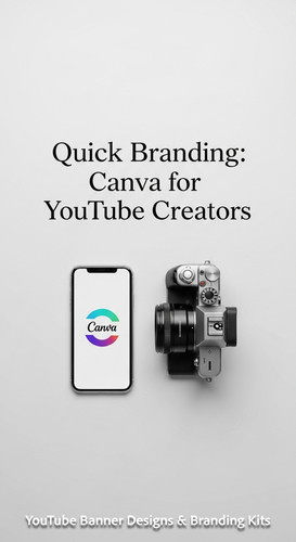 Minimalist flat lay of a phone and camera with overlay text Quick Branding Canva for YouTube Creator.jpg