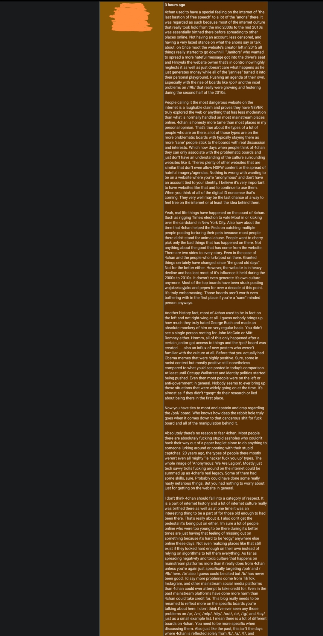 whole ass bible about how great 4chan used to be