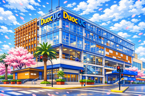 Edificio Duoc UC entre cerezos en flor.jpg