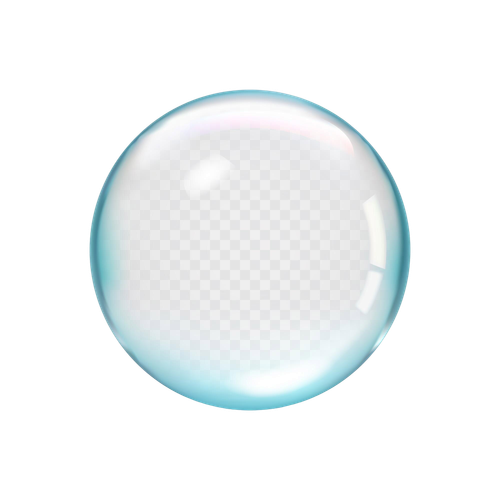 glossy transparent clear water drop bubble with blue highlights vector 3d illustration.png