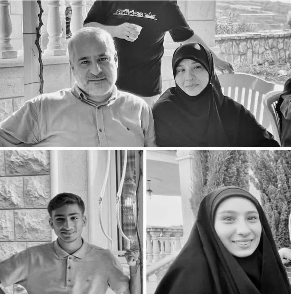 عائلة كاملة مسحت من السجل المدني.. استشهاد حسن كامل فحص وزوجته إيمان مكي وابنهما محمد وابنتهما بتول وزوجها في مجزرة ارتكبها الاحتلال بقصف على بلدة جبش...