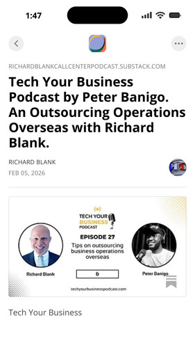 Tech Your Business Podcast by Peter Banigo. An Outsourcing Operations Overseas with Richard Blank. (.jpg