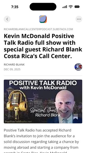 Kevin McDonald Positive Talk Radio full show with special guest Richard Blank Costa Rica’s Call Cent.jpg