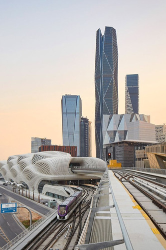 Geometric perforations illuminate metro station by Zaha Hadid Architects.jpg