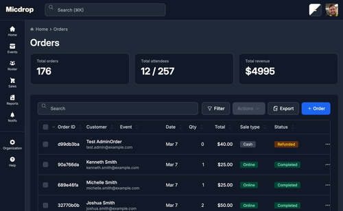 orders page stats and table.png
