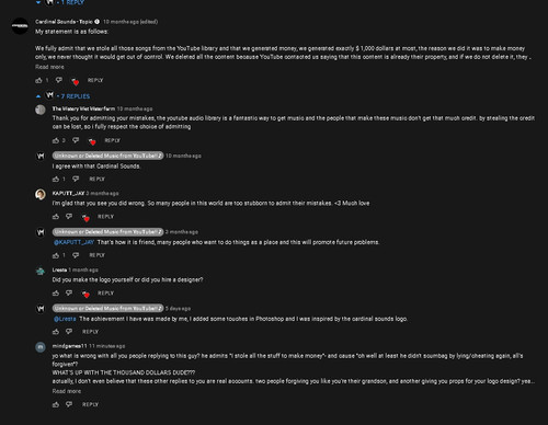 look at this guy "I admit that I stole the music to make money" and these idiots or shills are all "oh well as long as you admit to stealing and profiting, that's ok!" yuck.
I'm sometimes ok with that particular country ripping off every piece of IP/copyright, but not with having my ear pissed in and being told it's raining.