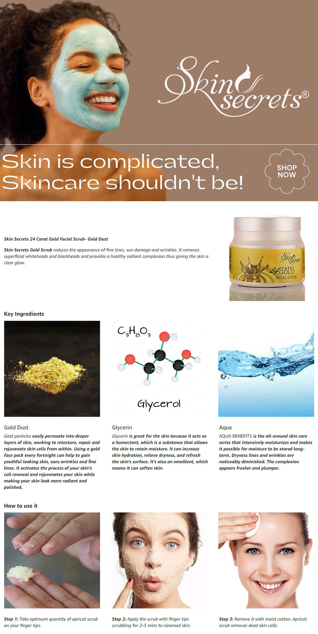 Buy Skin Secrets 24 Carat Gold Facial Scrub, 500gm Online Cossouq