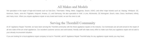 AF Appliance Repair Thornhill
12 Shasta Dr
Thornhill, ON L4J 1Z5
(289) 807-0034

https://appliancerepairthornhill.ca/