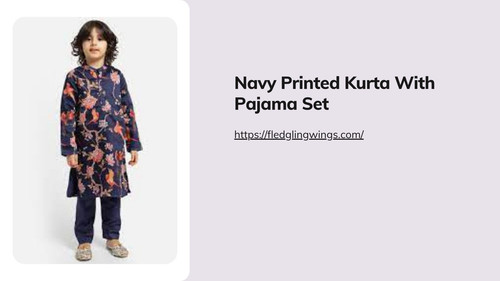 Navy Printed Kurta With Pajama Set.jpg