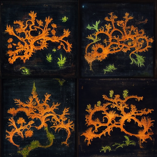 a 500 year old natural oil painting covered partially in moss, sand and vines of the mandelbrot set .png