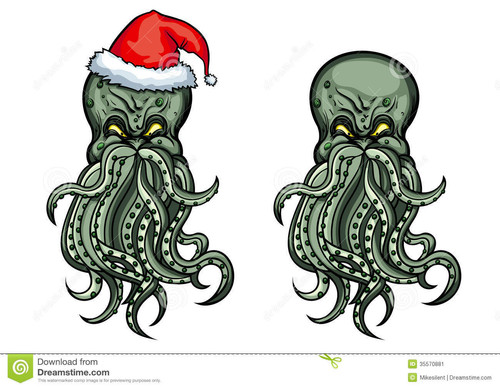 cthulhu santa illustration mystical monster octopus wearing s hat folds his tentacles like beard mou.jpg