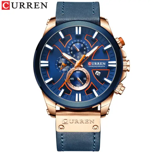 CURREN Men's Leather Brand Luxury Quartz Clock Fashion Chronograph Watch.webp