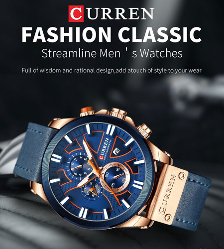 CURREN Men's Leather Brand Luxury Quartz Clock Fashion Chronograph Watch new watch.jpg
