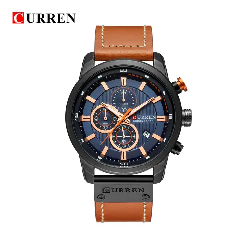 CURREN Men's Leather Brand Luxury Quartz Clock Fashion Chronograph Watchs.webp