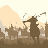 Cavalry War Silhouette Free Vector