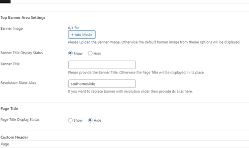 realhomes homepage settings