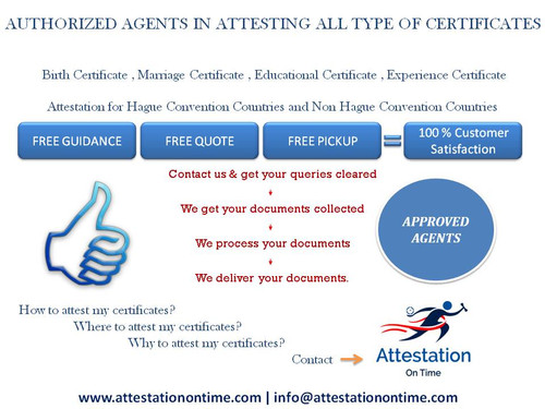 One stop solution for all certificate attestations. We assure 100% genuine Attestation as well as fast, reliable, efficient, and secure services.
For more details visit us @ www.attestationontime.com